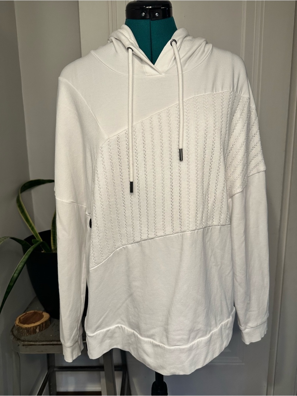 CAbi White Hooded Knit Pullover